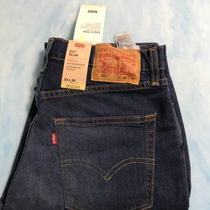 NWT Mens Levis 511 Jeans 33x32 Dark Blue Distressed Slim